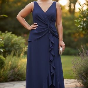 Elegant Evening Maxi Dress in Deep Blue
